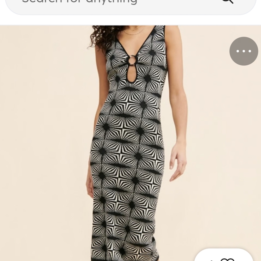 NWT XL House Of Harlow 1960 knit Geometric Cream & Black Midi Dress